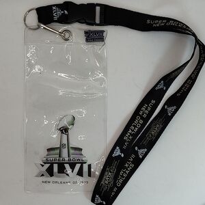 2013 Super Bowl XLVII 47 Logo Pin NFL Lanyard Ticket Holder Commemorative